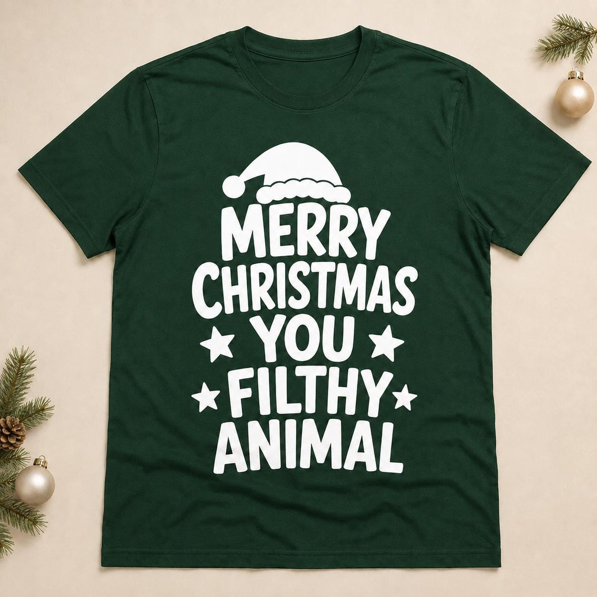 Funny Christmas T-Shirt, Filthy Animal Quote, Festive Party Top