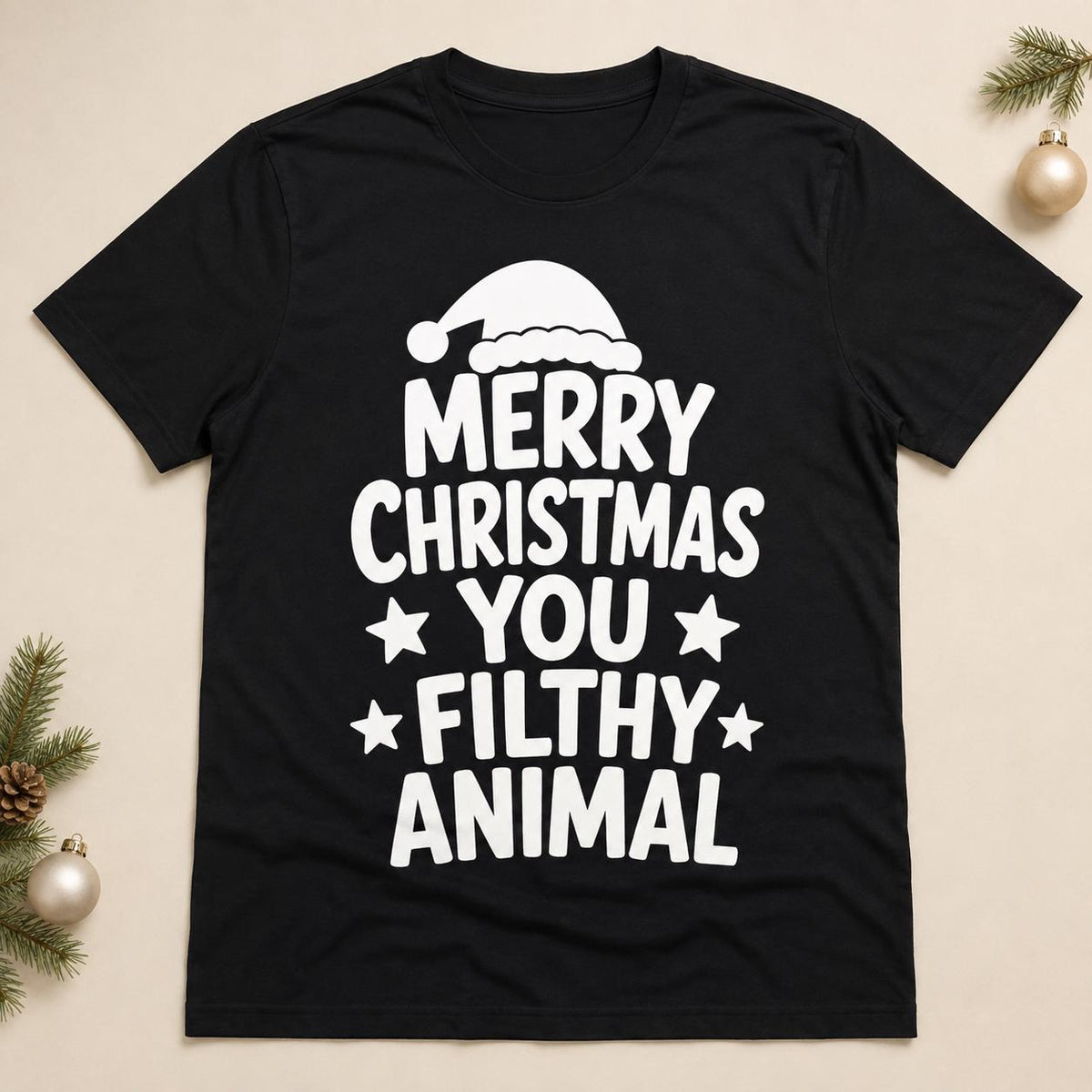 Funny Christmas T-Shirt, Filthy Animal Quote, Festive Party Top