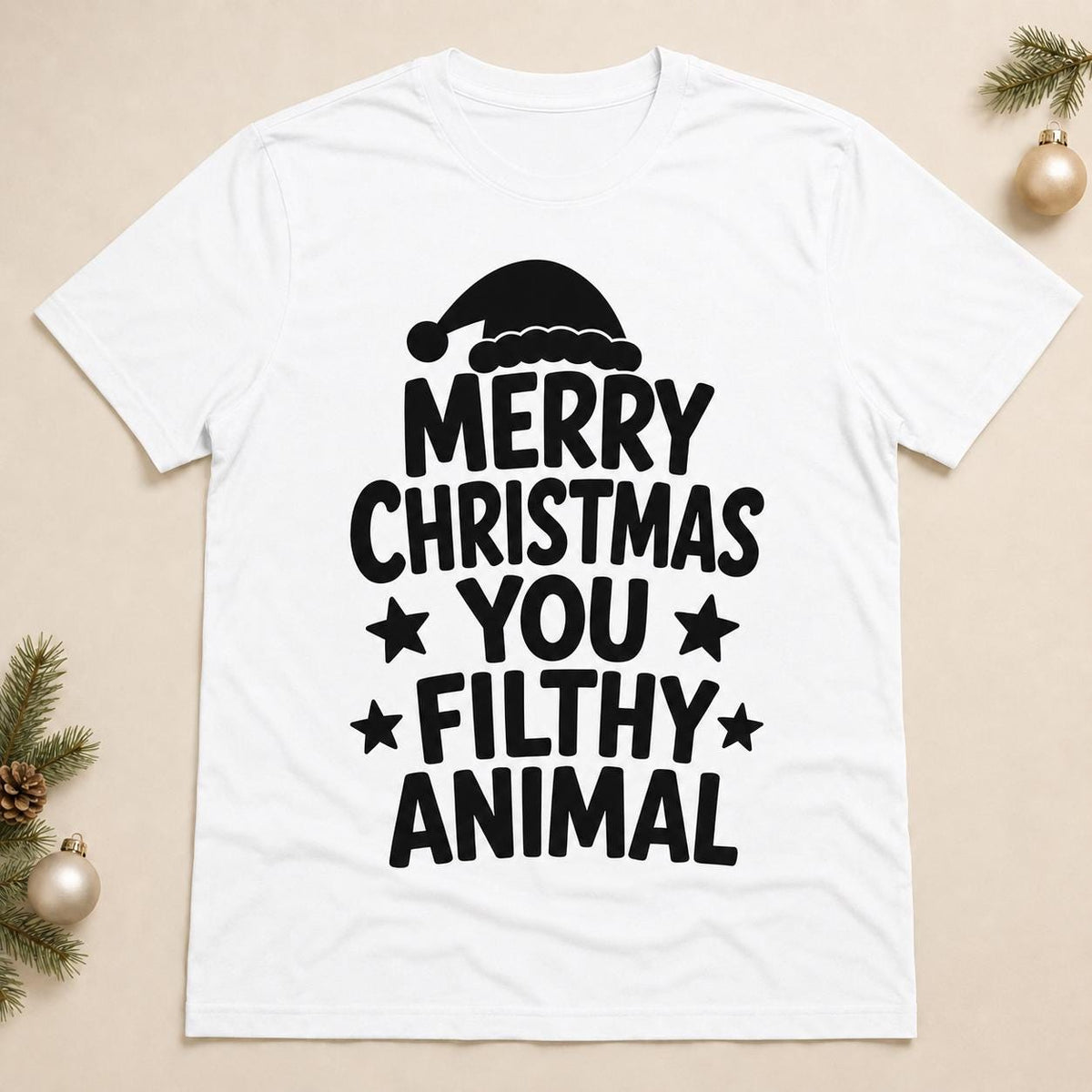 Funny Christmas T-Shirt, Filthy Animal Quote, Festive Party Top